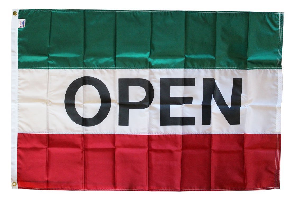 Open - 3"X5" Nylon Flag (green/white/red)