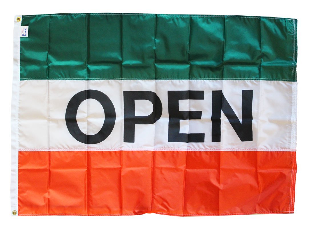 Open - 3"X5" Nylon Flag (green/white/orange)