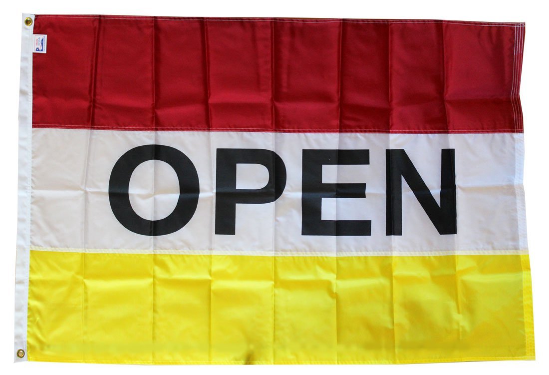Open - 3"X5" Nylon Flag (red/white/yellow)
