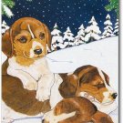 Beagle (Pups in Snow) - 11""x15"" 2-Sided Garden Banner