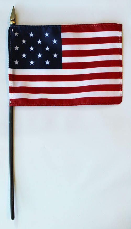 USA (15-Stars) - 4""X6"" Stick Flag