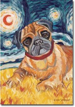 Pug Art Banner - Van Growl (Fawn)