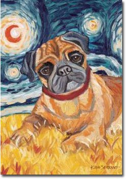 Pug Art Banner - Van Growl (Fawn)