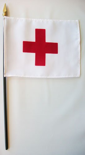 Red Cross -  4""x6"" Stick Flag