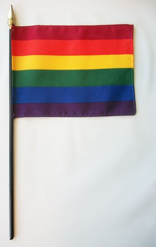 Rainbow - 4""x6"" Stick Flag