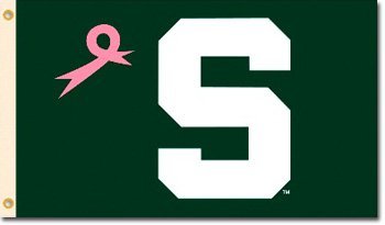 Michigan State - 3"x5" Polyester Flag (Breast Cancer Awareness)