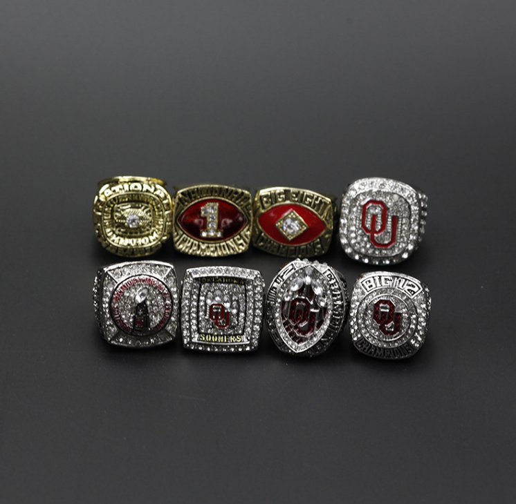 8PCS Oklahoma Sooners OU Peach Bowl NCAA Championship rings 11 size wi