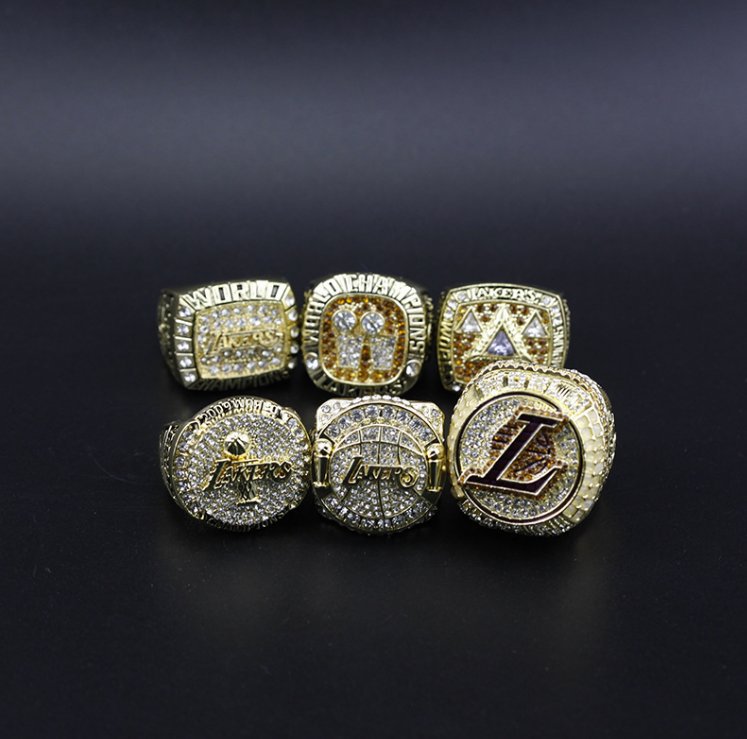 6PCS Set Los Angeles Lakers NBA Basketball championship rings for Kobe