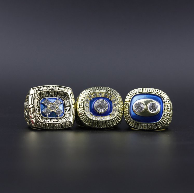3PCS 1972 1973 1984 Miami Dolphins Super Bowl Championship Rings witho
