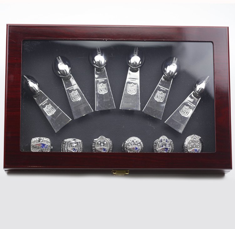 6PCS MVP Brady New England Patriots championship rings and Trophy Set