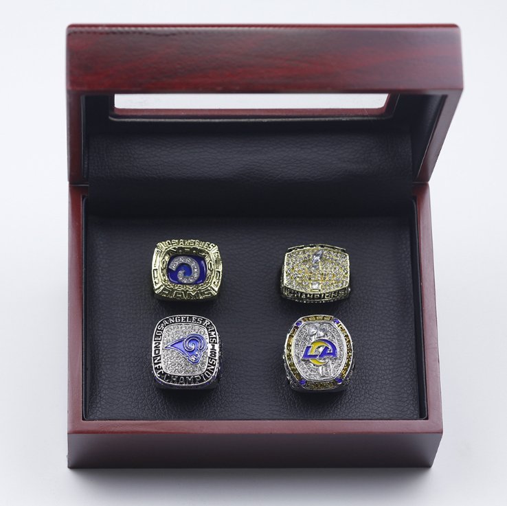 4PCS Los Angeles Rams Super Bowl Championship Rings Set with case&Atilde;&macr;
