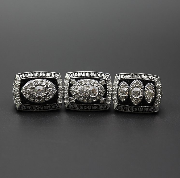 Set 3PCS 1976 1980 1983 Oakland Raiders NFL Super Bowl CHAMPIONSHIP RI