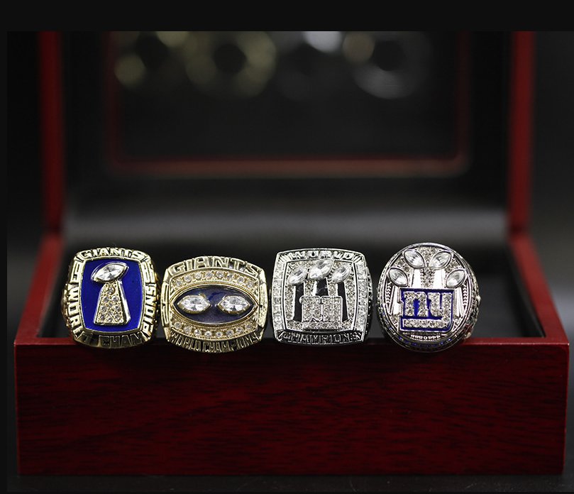 5PCS New York Gaints Super bowl championship rings 11 size with case&i
