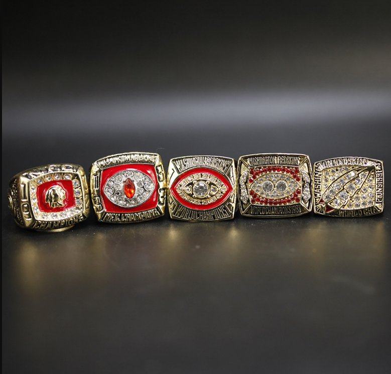 5PCS Full Set Washington Redskins Super Bowl Championship Ring size 11