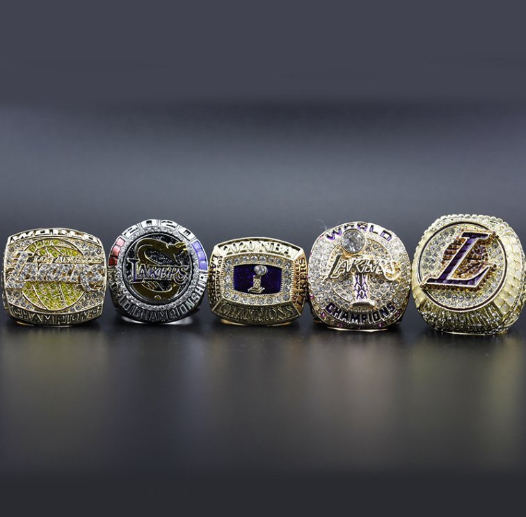 5PCS Set Los Angeles Lakers NBA Basketball championship rings KOBE JAM
