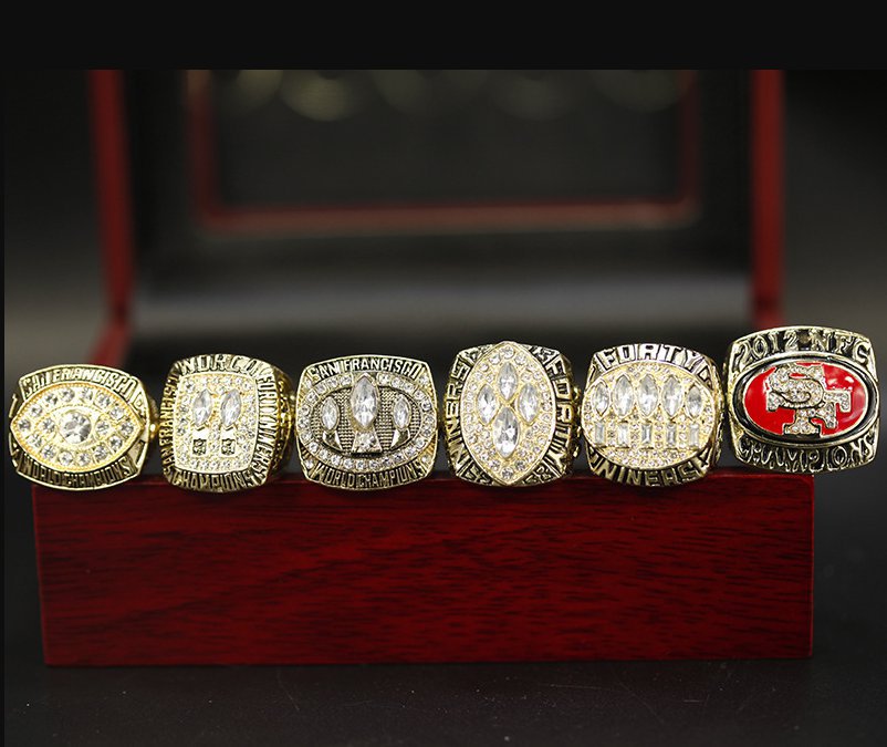 Set 5PCS San Francisco 49ers super bowl championship rings size 11 wit