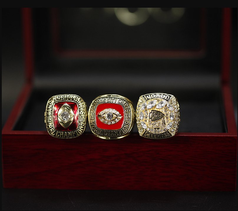 3PCS 1966 1969 2019 Kansas Chiefs Super bowl championship rings Set wi