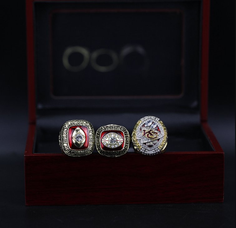 3PCS 1966 1969 2019 Kansas Chiefs Super bowl championship rings Set wi