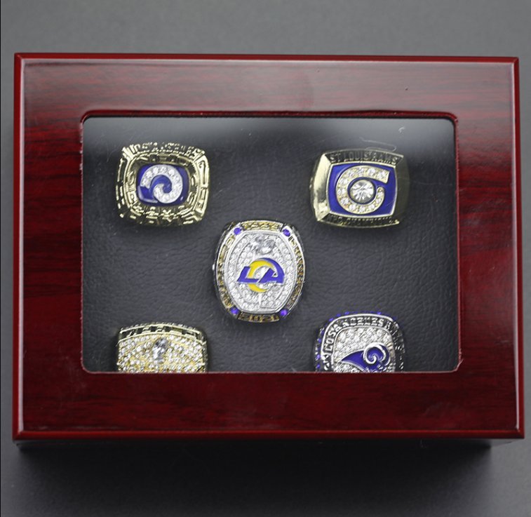 5PCS Los Angeles Rams Super Bowl Championship Ring size 11 with case&i