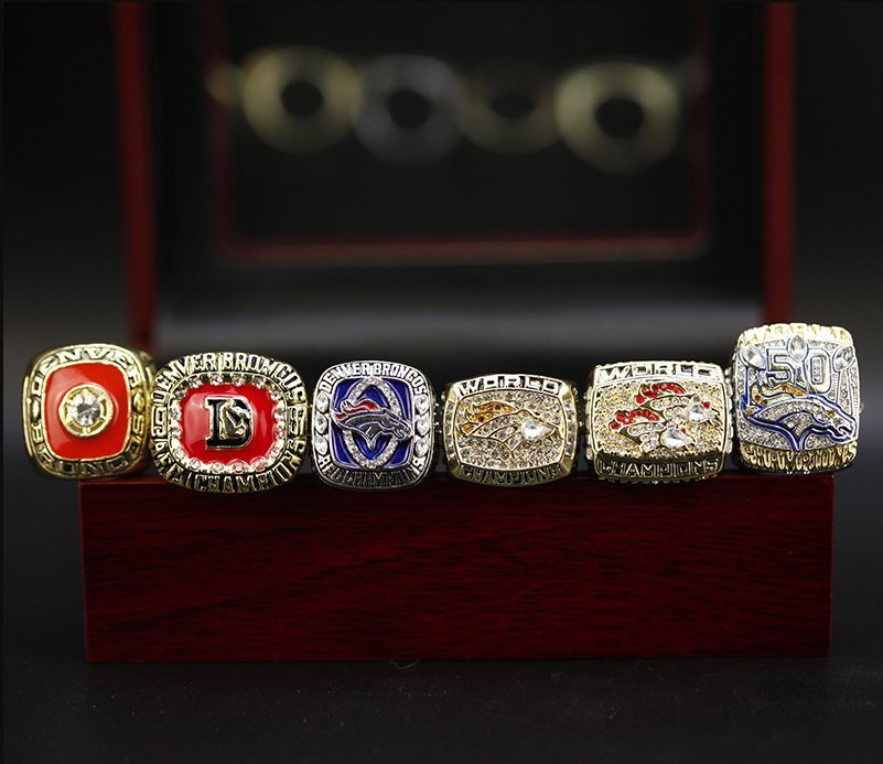 6PCS Set Denver BRONCOS Super Bowl Championship Ring size 11 with case