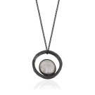 MATI: CIRCLE SILVER NECKLACE IN BLACK WITH MAJORCAN PEARL