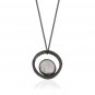 MATI: CIRCLE SILVER NECKLACE IN BLACK WITH MAJORCAN PEARL