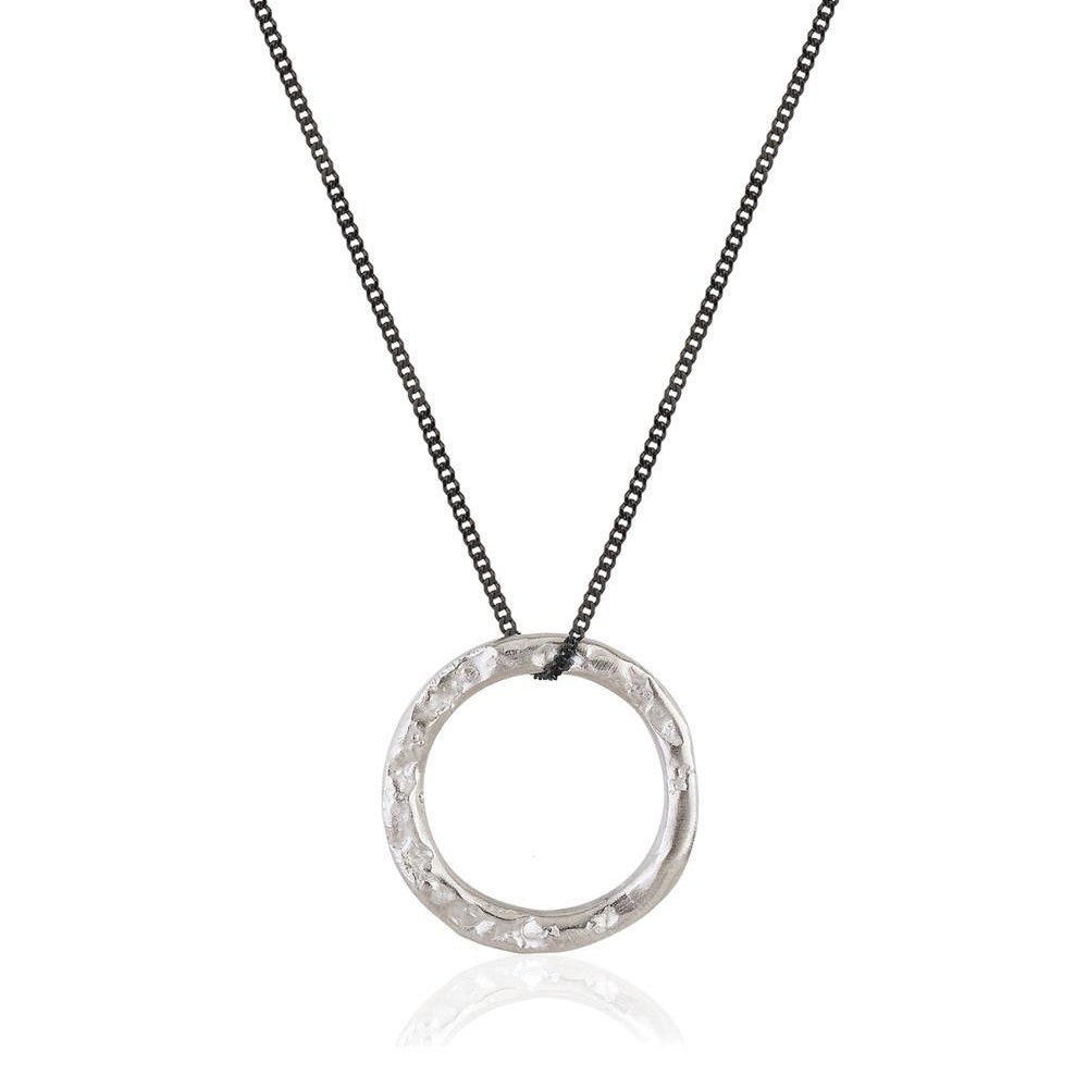 OLYMPIA: CIRCLE SILVER NECKLACE IN WHITE