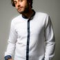 Mandarin Collar - Blue Printed Shirt (Medium)