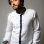Mandarin Collar - Blue Printed Shirt (X-Large)