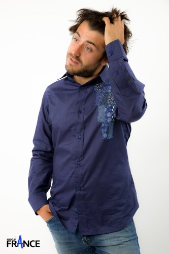 Blue Patched Shirt - Leean Collection (Medium)