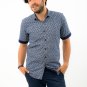 Blue Half Cashmere Motif Prints Shirts (Small)