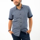 Blue Half Cashmere Motif Prints Shirts (XXLarge)
