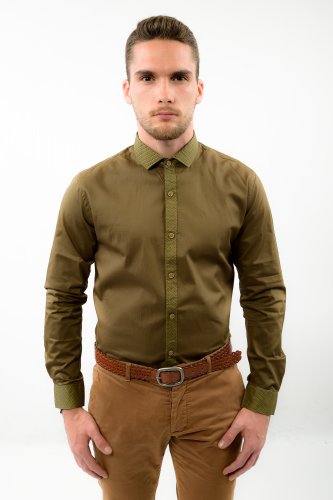 Greenish Khaki Classic Men's Shirt (Large)