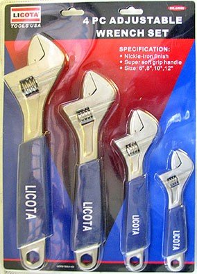 4 Pcs Adjustable Wrench Set (Nickle-Iron) - Soft Grip