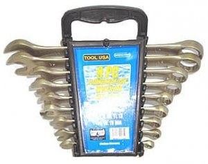 9 Pcs Combination Wrench Set (Gold Satin Finish) - Metric