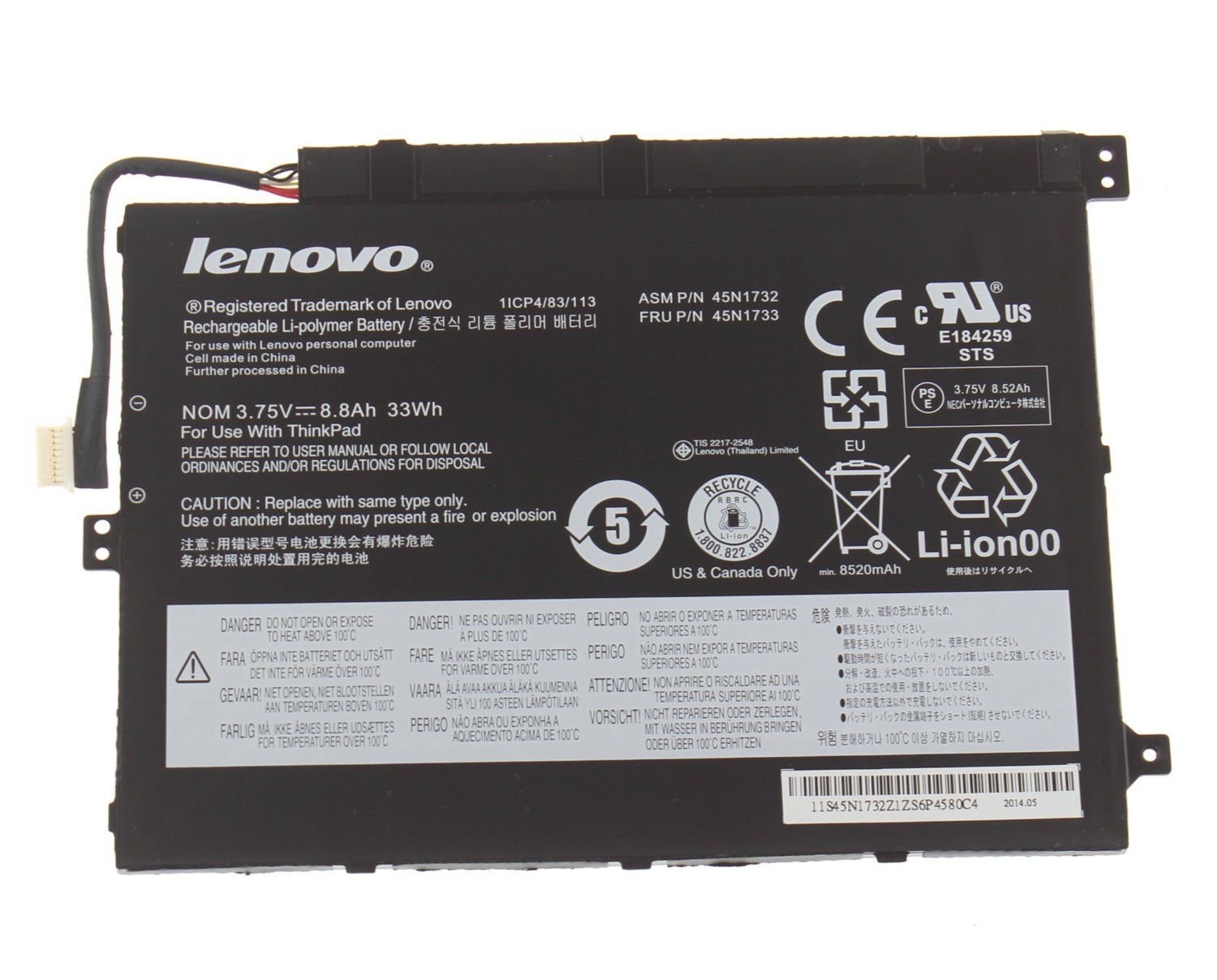 New genuine Laptop Battery for LENOVO ThinkPad 10 series 3.75V 33Wh