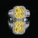 Radiant emerald center framed halo settings split shanks zirconite diamond