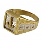 Unique Men's Anchor Design Two Tone In 14k Gold Ring