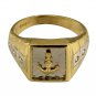 Unique Men's Anchor Design Two Tone In 14k Gold Ring