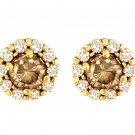 Chocolate Diamond Stud 14k Yellow Gold Earrings