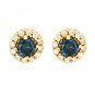 Blue Diamond Stud 14k Yellow Gold Earrings