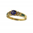 Tanzanite Ring with Opal and Diamonds in Yellow Gold