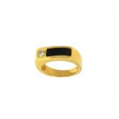 Men's Yellow Gold Ring with Black Onyx and Diamond