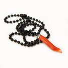 New Italian Natural Salmon Coral Horn with 925 Sterling Silver Pendant
