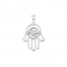 Floating Diamonds Accent Hamsa Pendant in 14K White Gold