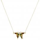 Enamel Multi Color Butterfly Gold Necklace with diamond