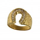 Horseshoe Yellow Gold Ring with CZ