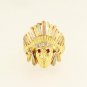 14K Tri-Color Gold Native Headdress Men's Ring Size 9.5