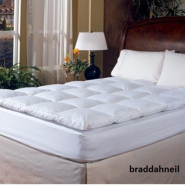 King Size Feather Down Bed Mattress Topper Pad Cover Bedding Overfilled