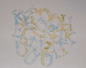 Scrapbooking Chipboard Fun Serif Alphabet - Yellow/Blue/Green